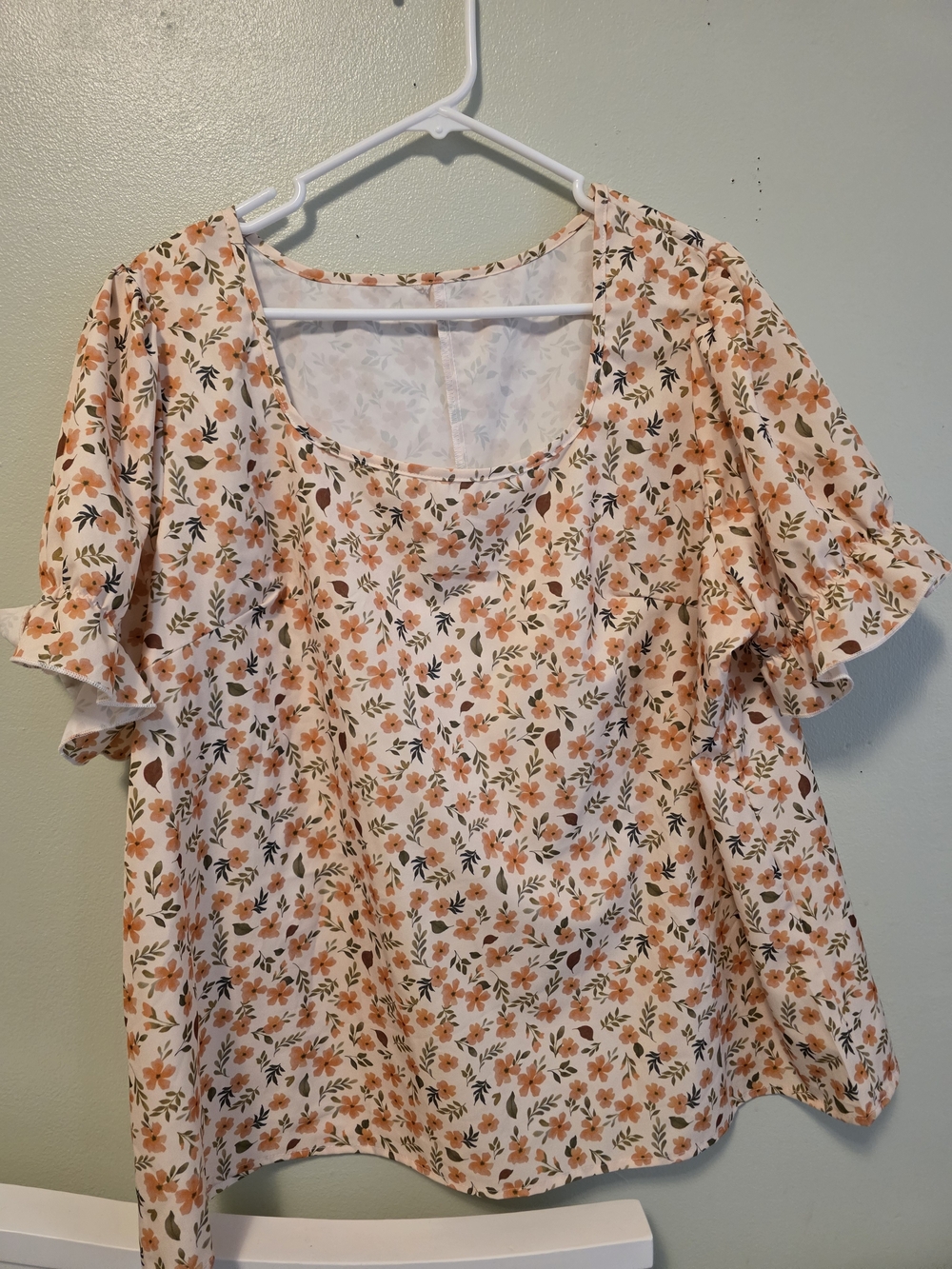 Floral Peach Short Sleeve Blouse - Women Tops